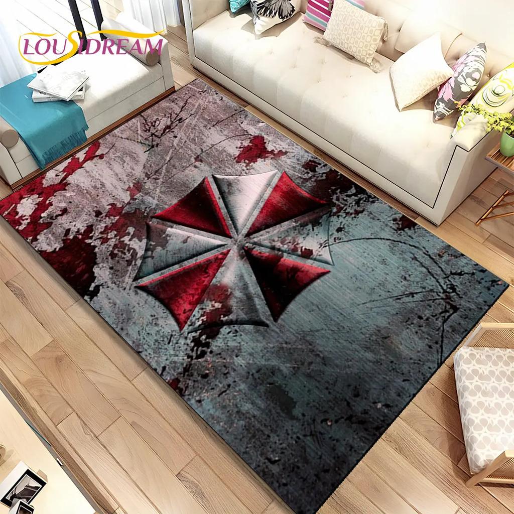 3D R-Resident Evil Games Gamer Area Rug,Carpet Rug for Living Room Bedroom Sofa Doormat Decoration, Kids Play Non-slip Floor Mat