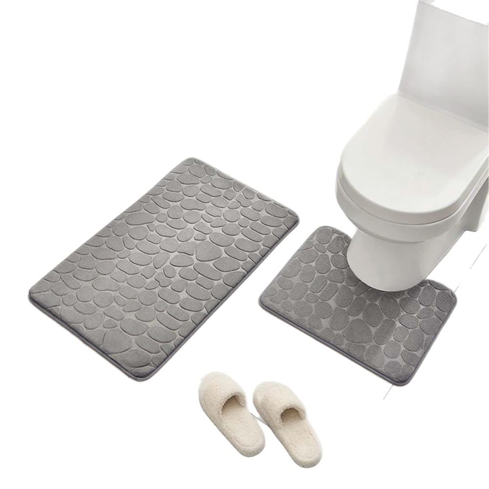 Kiesel Korallenfleece Badezimmer-Matten-Set - Wasserabsorbierend & Rutschfest (2 Stück)
