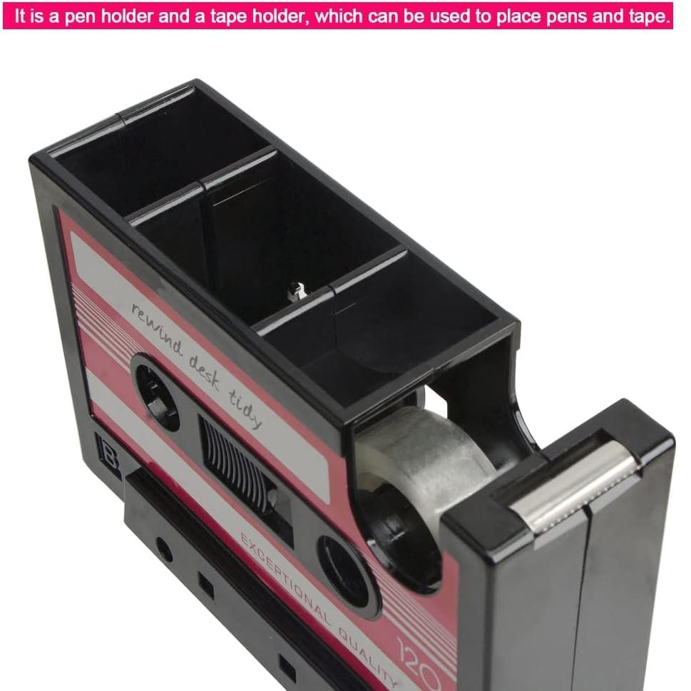 Retro Cassette Tape Machine Brush Pot Pen Pencil Holder Rewind Desk Tidy Container Case Table Organizer
