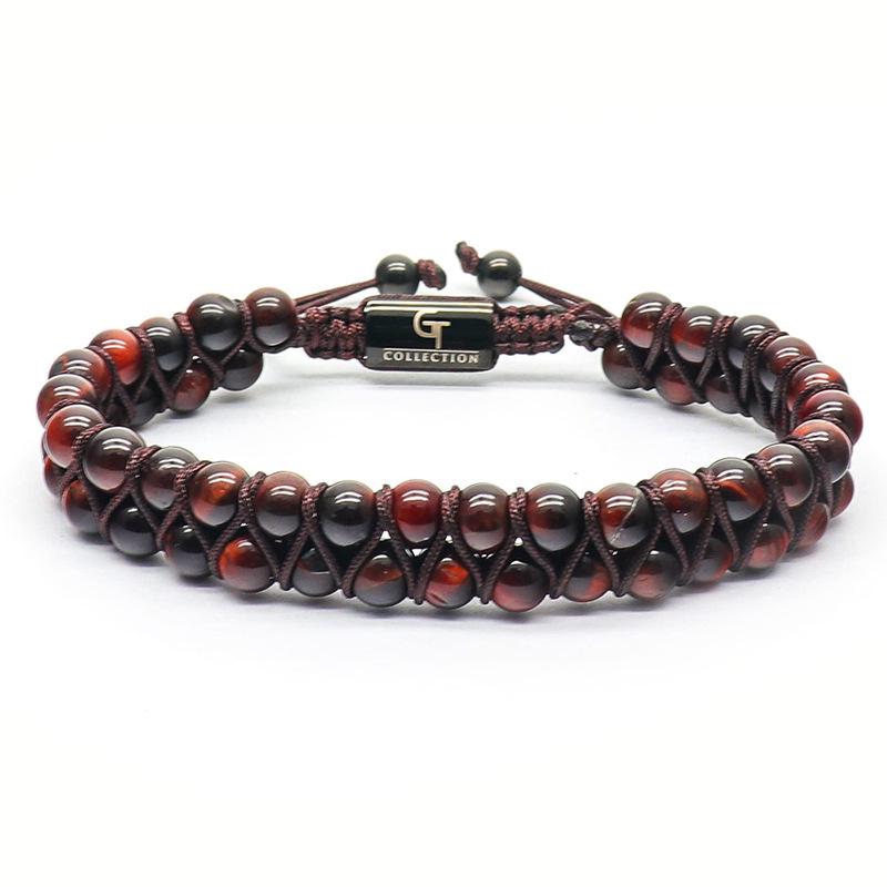 Double-Layer Frosted Tiger Eye Stone Bracelet with Customizable DIY Engraving