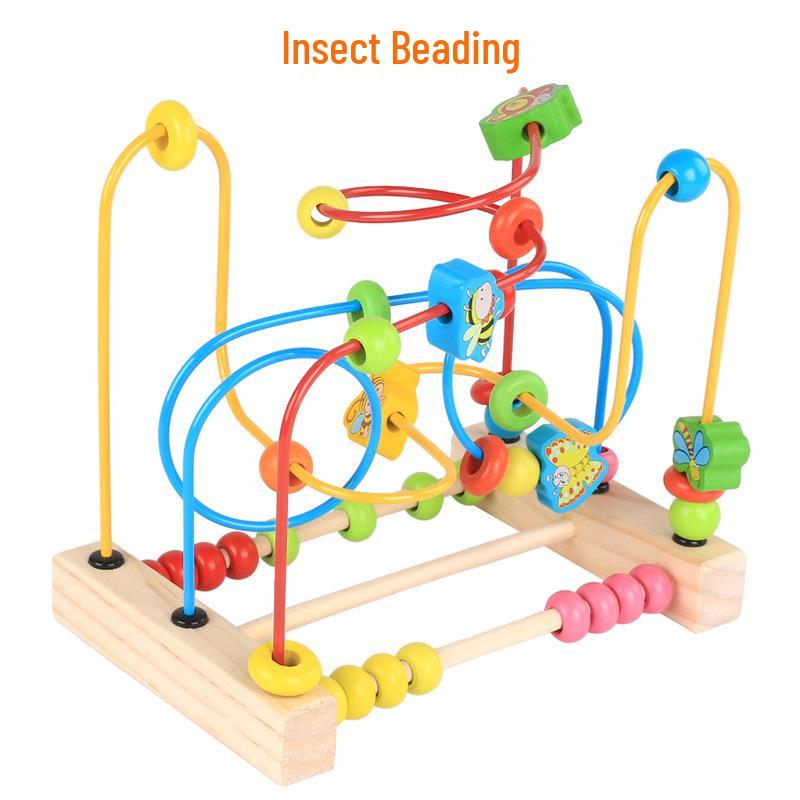 Wooden Stringing Beads for Toddlers 1-3: Animal & Fruit Blocks for Early Education & Hand-Eye Coordination