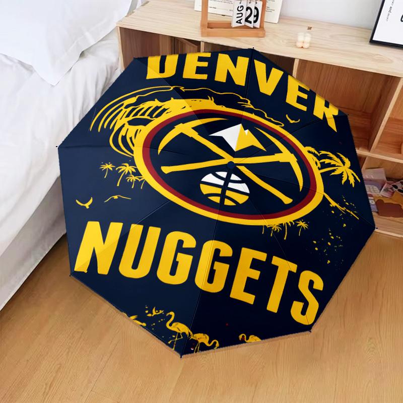 Nuggets Logo Art Umbrella Folding umbrella, automatic umbrella 8-Frame for Travel, camping Use Gift for Halloween Christmas