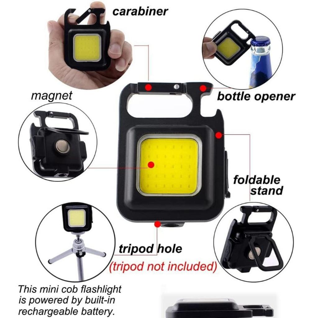 Mini Lampă COB cu Suport Încărcare Tip C de Buzunar Breloc Lanternă Bază Magnetică 3.7?4.2V