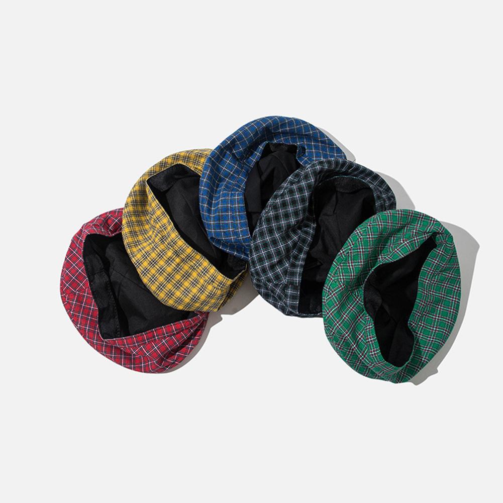 Women Retro Style Thin All Match Plaid Printing Beret Painter Cap