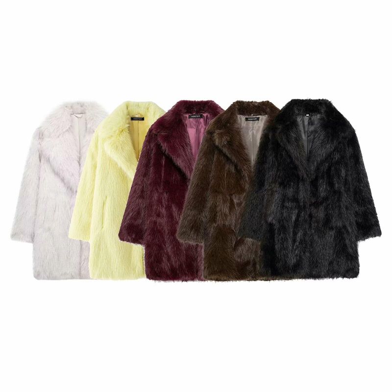 Kaslead New Women Clothes Western Style Fashion Artificial Fur Effect Coat Outerwear 6318242