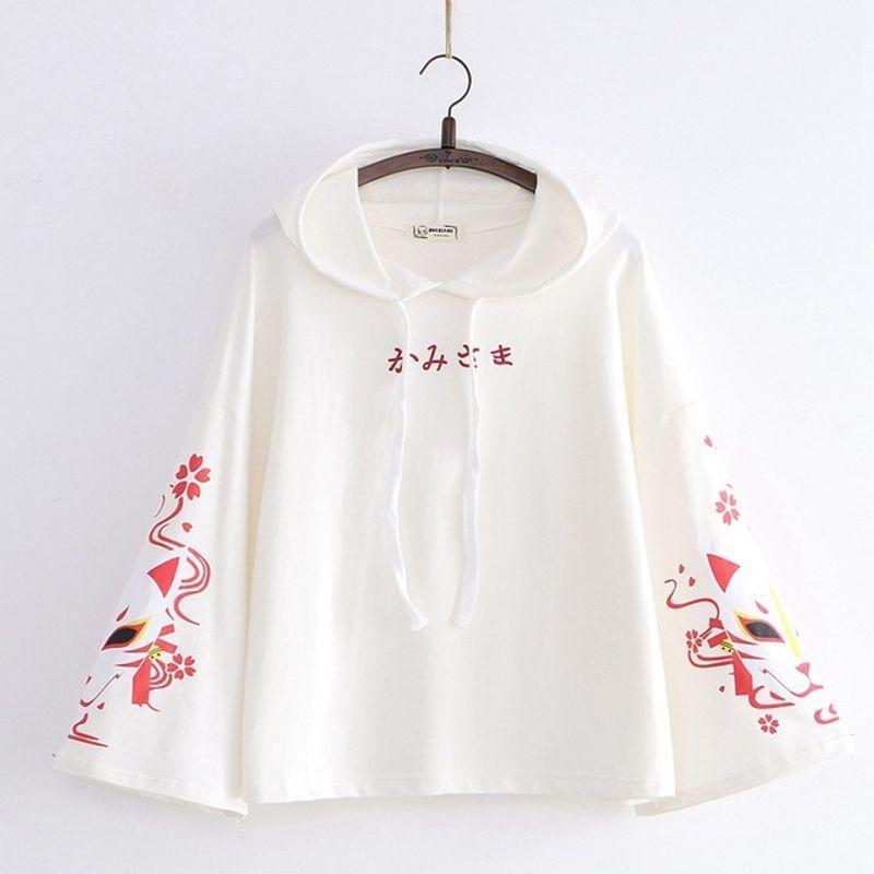 

Letter Long Sleeve Loose Hooded Sweater Letter Long Sleeves Loose Hooded Sweatshirt WHITE One size