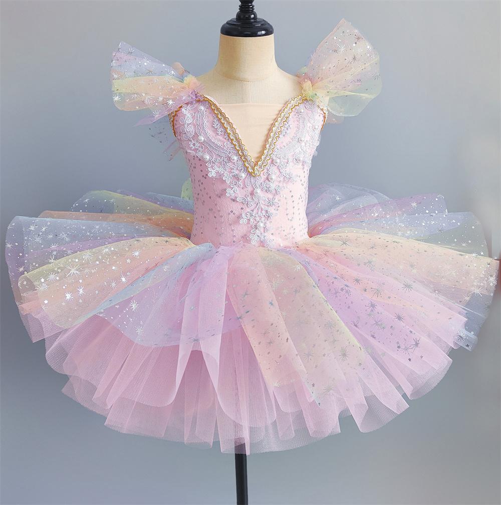 Ballerine Filles Vêtements Enfants Robes Vestido Enfants Robe Ballet Tutu Costumes Danse Fille Maillots Ballet Cadeau Anniversaire Été 120