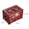 Vintage Wooden Jewelry Box with Copper Wire Inlay Mother of Pearl Handcrafted Pingyao Lacquerware