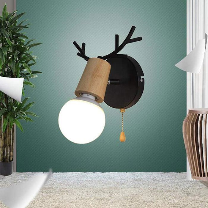 Applique murale - AIMOONSA - Deer Antlers - Noir - Culot E27 - Angle réglable