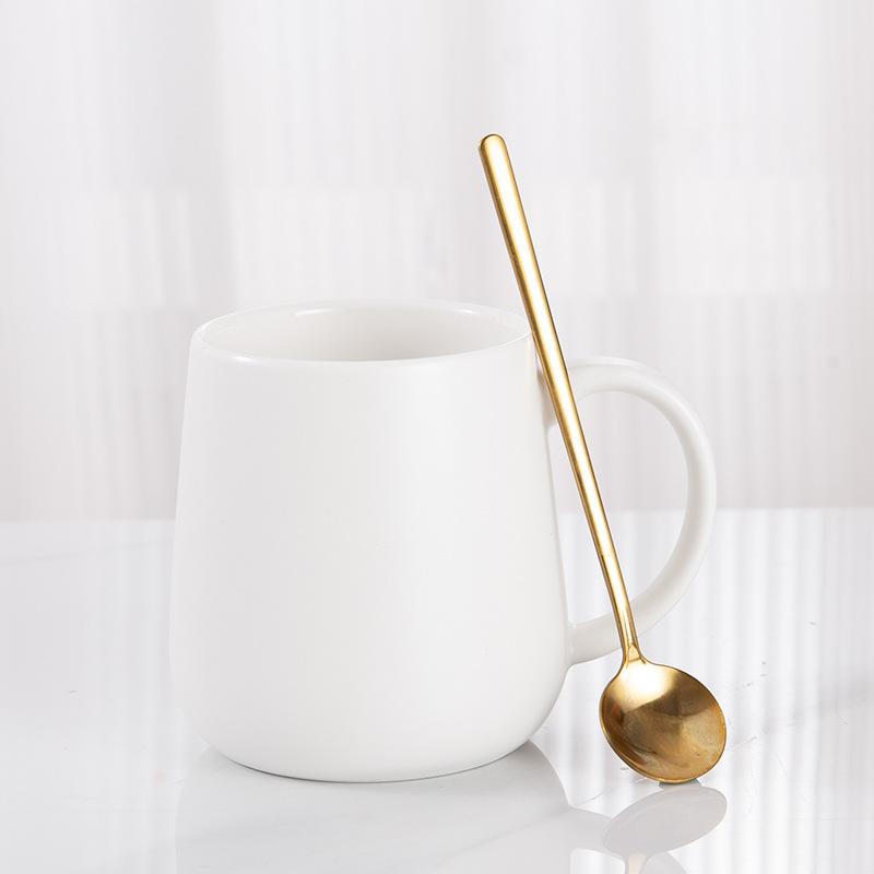 Simple Mug with Lid Spoon Ceramic Cup Hotel Room Water Cup Opening Gift Box Coffee Cup