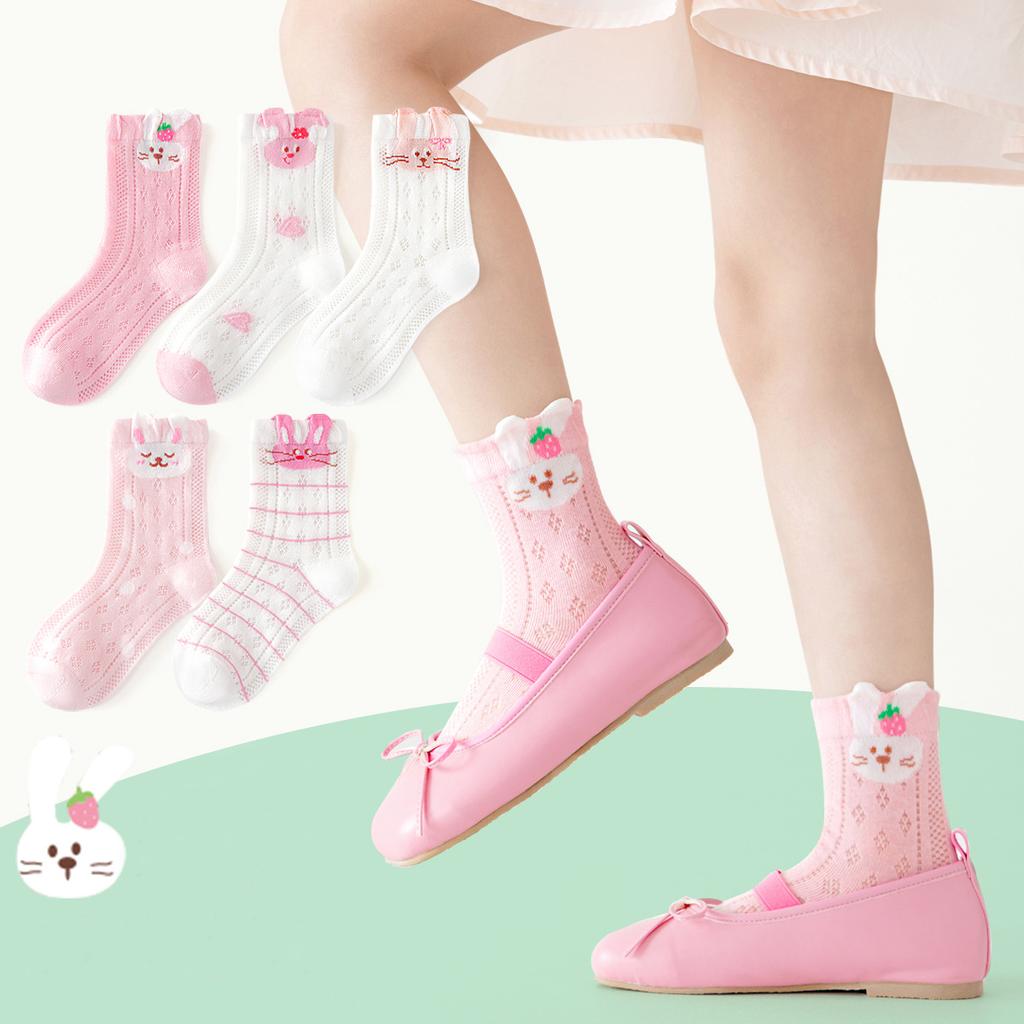 5 Pairs Cotton Childrens Mesh Socks Soft Thin Summer Sock Kids Baby Candy Sock Girls Breathable Flower Casual Cute Socken