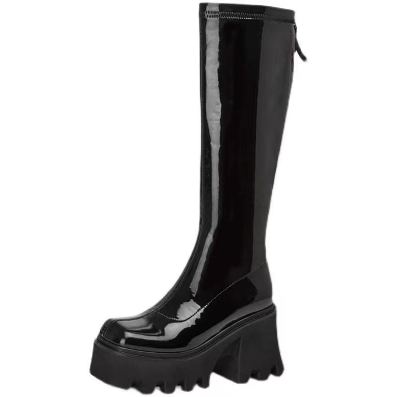 Douyin recommends ZA elastic thin boots soft leather high boots thick-soled long boots small boots women's over-the-knee thin leg boots