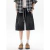 Wassup Trendy Retro Washed Workwear Denim Shorts for Men, Summer Thin American-Style Straight-Leg Men's Five-Point Pants