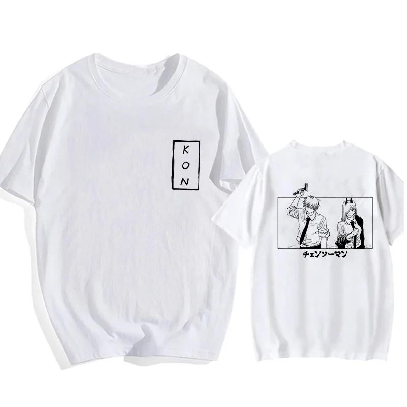 Japanese Anime Chainsaw Man T-shirt Pochita Cartoon Harajuku Makima Graphic Men's T-shirt Casual High-quality Comic T-shirt