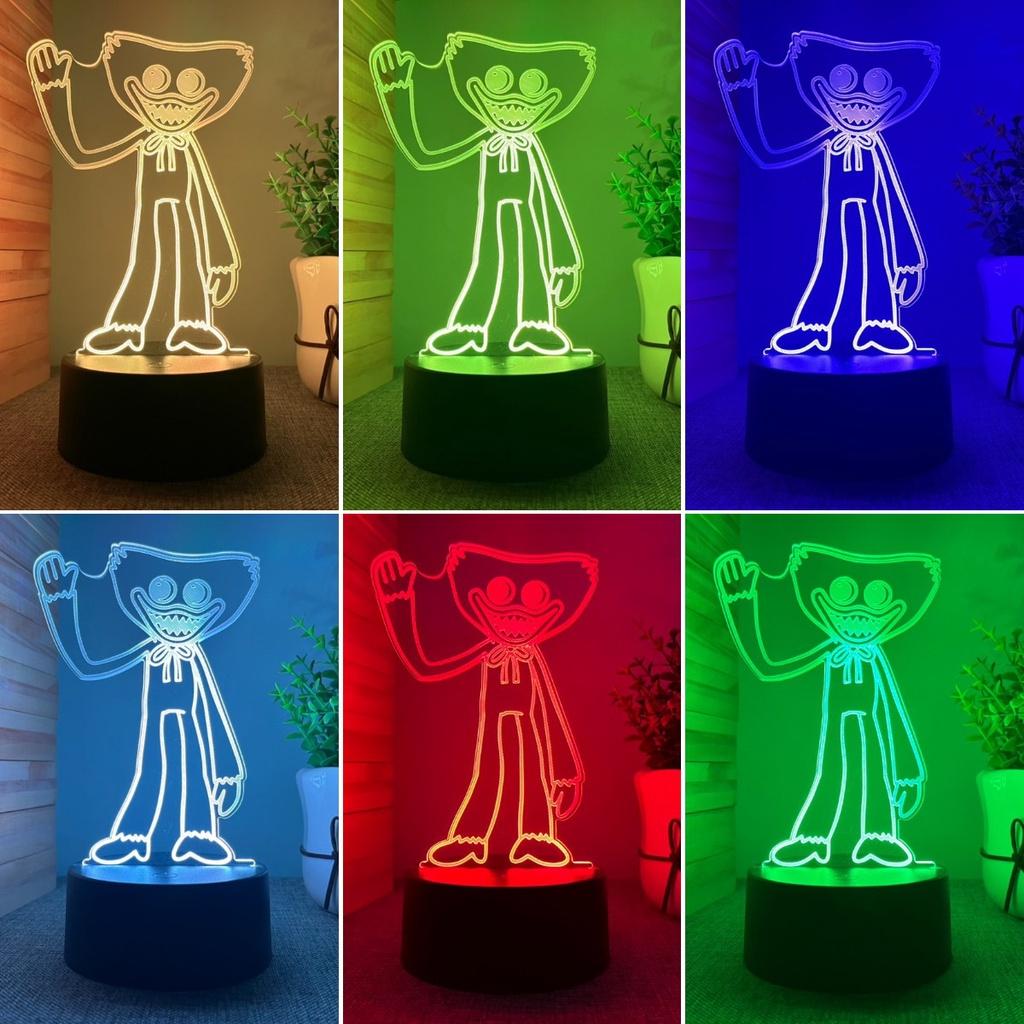 Playtime 3d Poppy Led 7 Colours Huggy Wuggy Night Light Model Birthday Decor