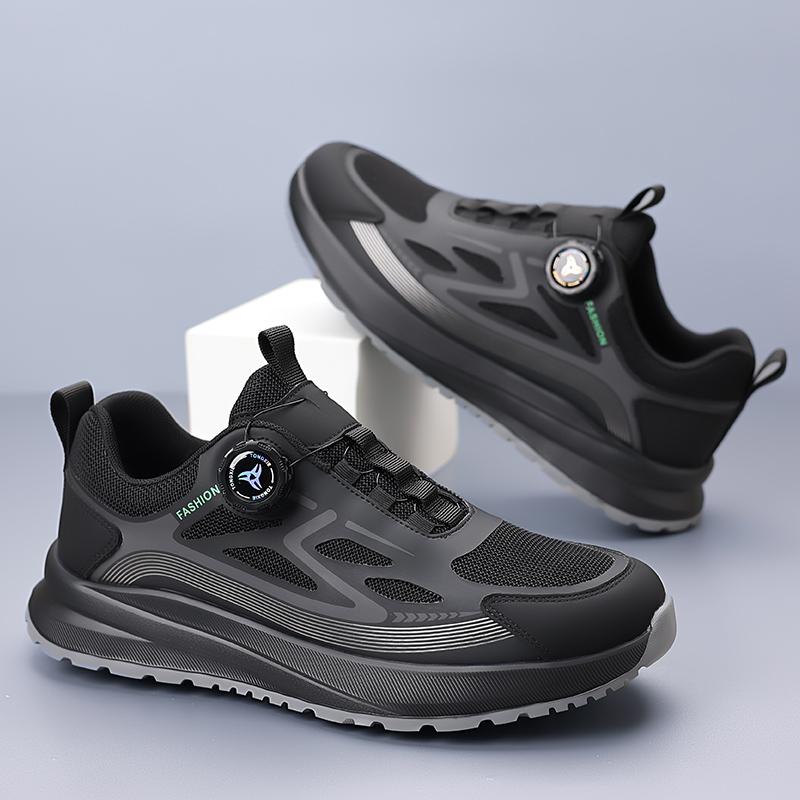 Fashion Outdoor Men Hiking Shoes Comfort Wear Resistant Shoes Breathable Mesh Casual Sneakers Climbing Flats Rotating Button Footwear