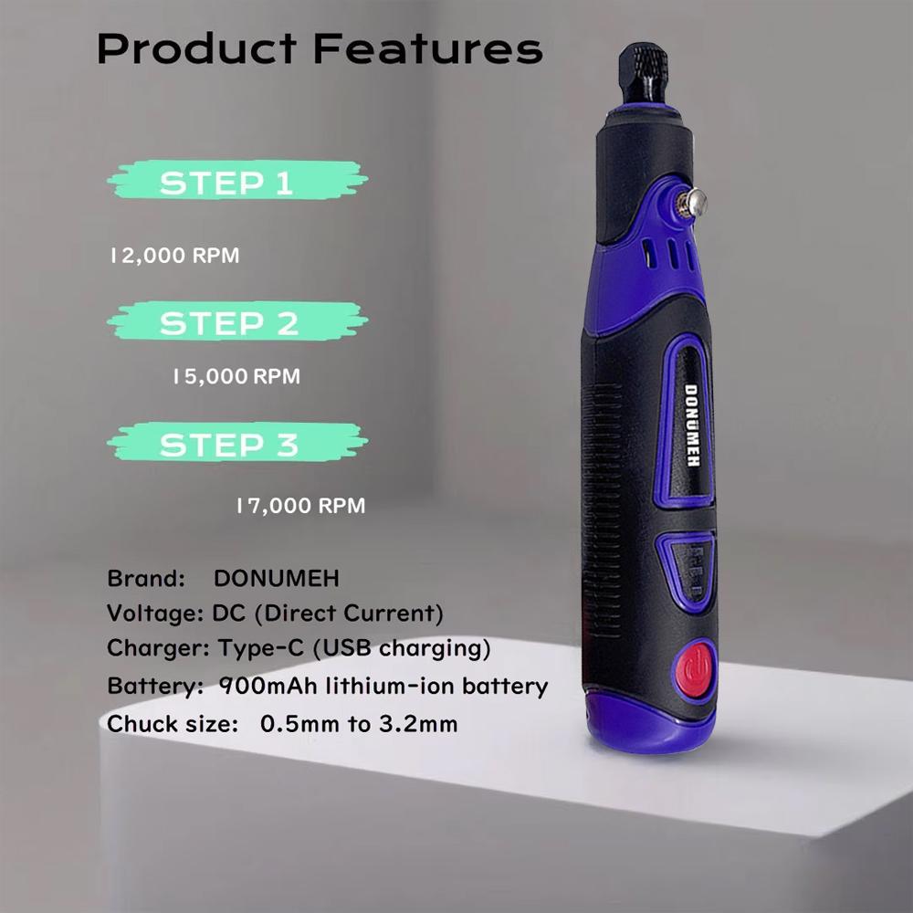 Mini Electric Drill Multifunctional Grinder 3-Speed USB Power Tool with Engraving Pen and Accessories Set Home DIY Rotary Tool
