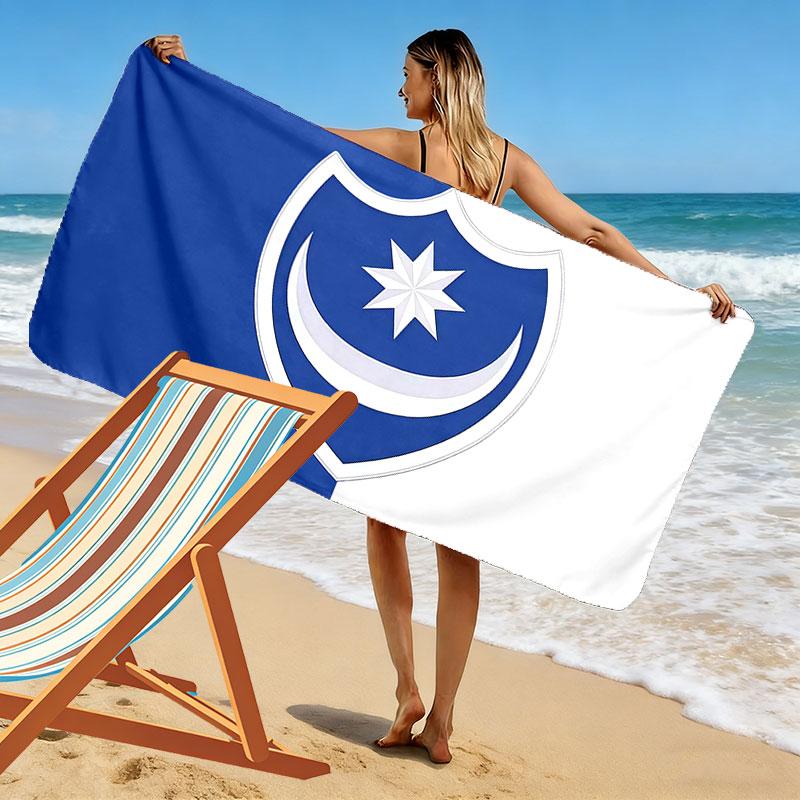 Portsmouth FC Print Beach Towel, Large Soft Quick Dry Towel for Beach Camping Swimming