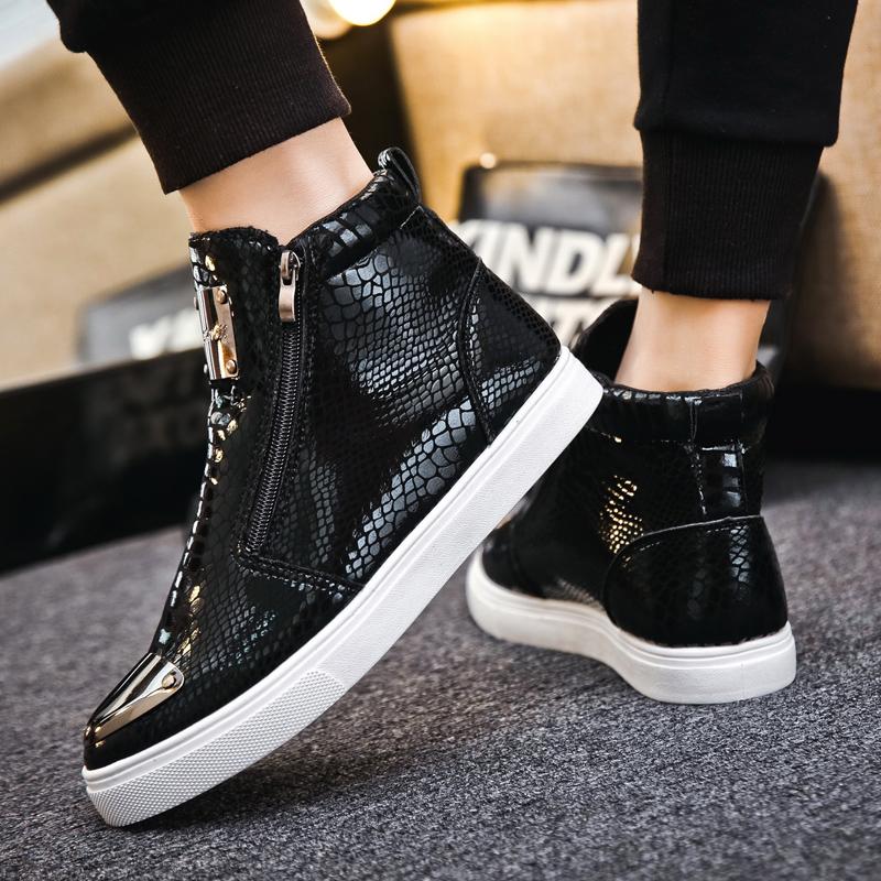 Fashion Fashion Silver Crocodile Skateboard Sneakers Men Mirrors Designer Mens Luxury Shoes Streetwear High Top Zip Men's Sports Shoes