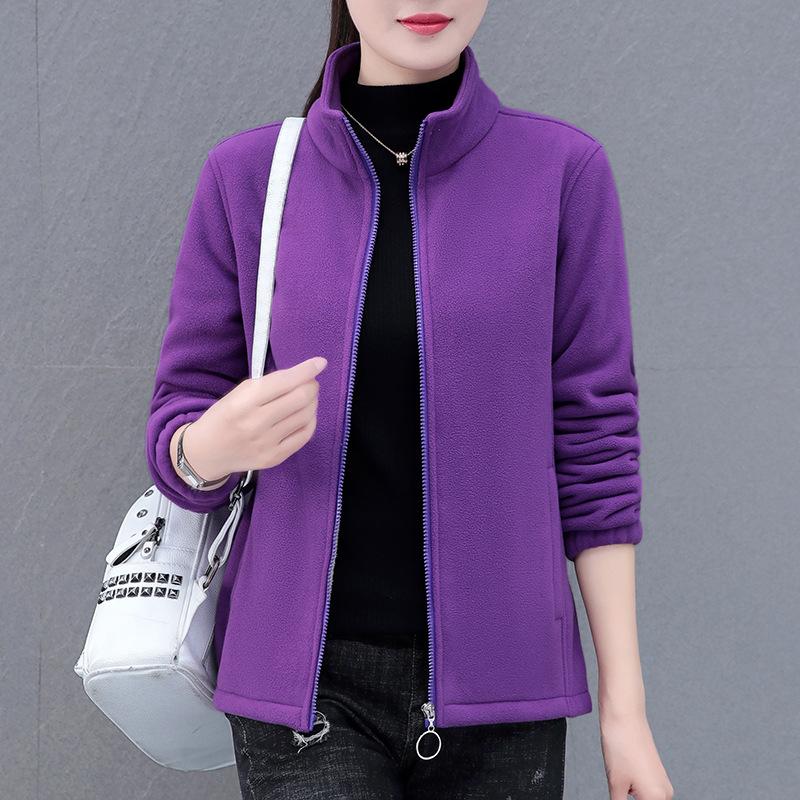 Warm Fleece Casual Stand Up Collar Sports Jacket for Women's Spring and Autumn Short Jacket