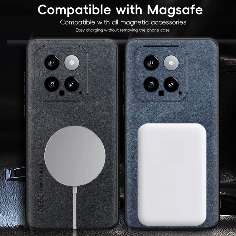 Magnetic Retro Leather Soft Case For Xiaomi 14 Pro Xiaomi14 Pro 5G Wireless Charging Phone Case Cover