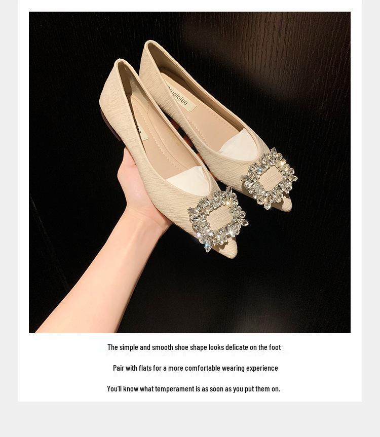 Grape Mom Studio: Spring French Rhinestone Pointed Toe Flats for Women