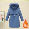 Winter Women's Plush and Thickened Parka Long Loose Large Fur Collar Coat