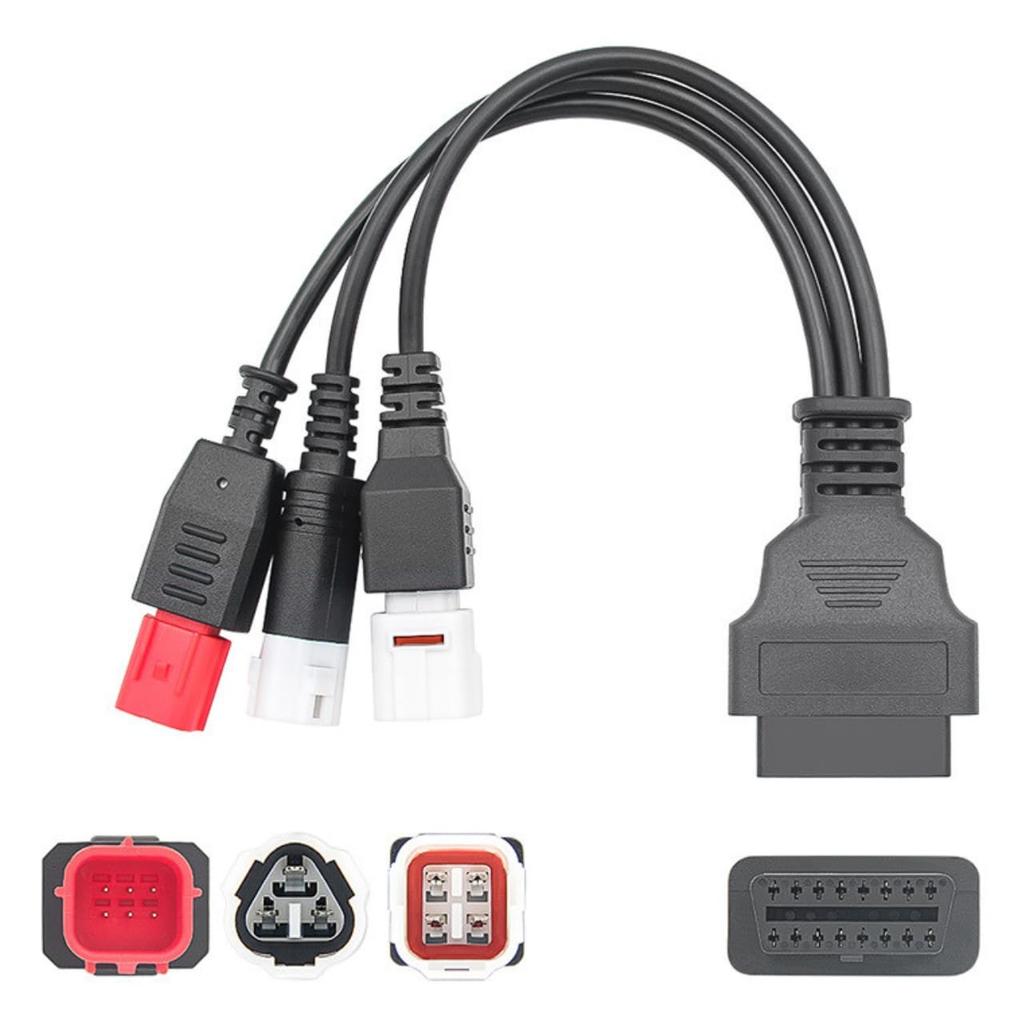 3Pin 4Pin 6Pin Diagnostic Connector Cable OBD2 Adapter Scanner 3 in 1 Plastic Black Motorcycle Yamaha For Honda