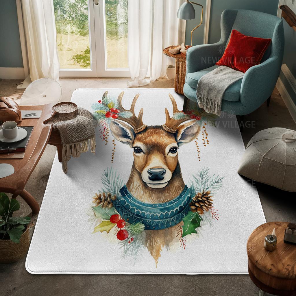 House Entrance Carpet Home Door Mat Living Room Bath Foot Bathroom Non-slip Water Absorption Rugs Bath Merry Christmas Winter