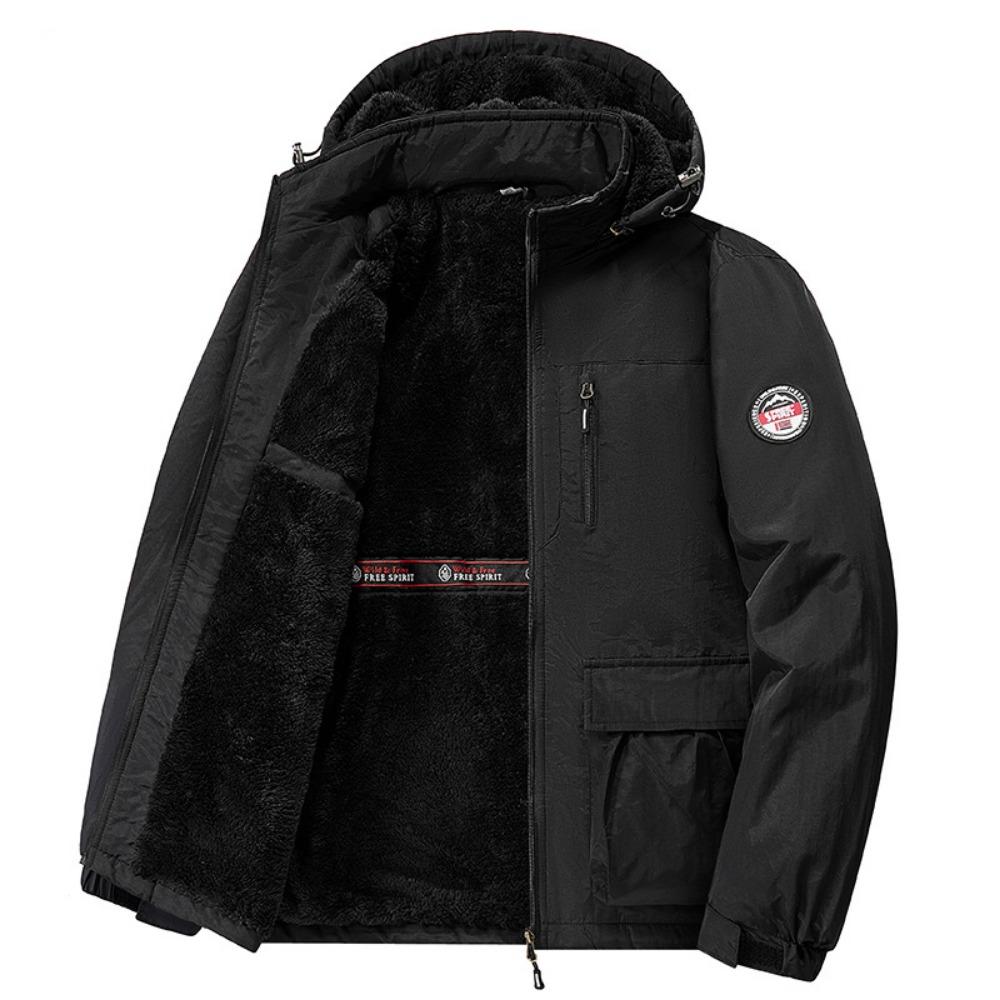 

Winter Men Outdoor Windbreak Coat Fleece Warm Jacket Men Removable Hooded Waterproof Hiking Fishing Jacket Coat Male Clothing 4XL чорний