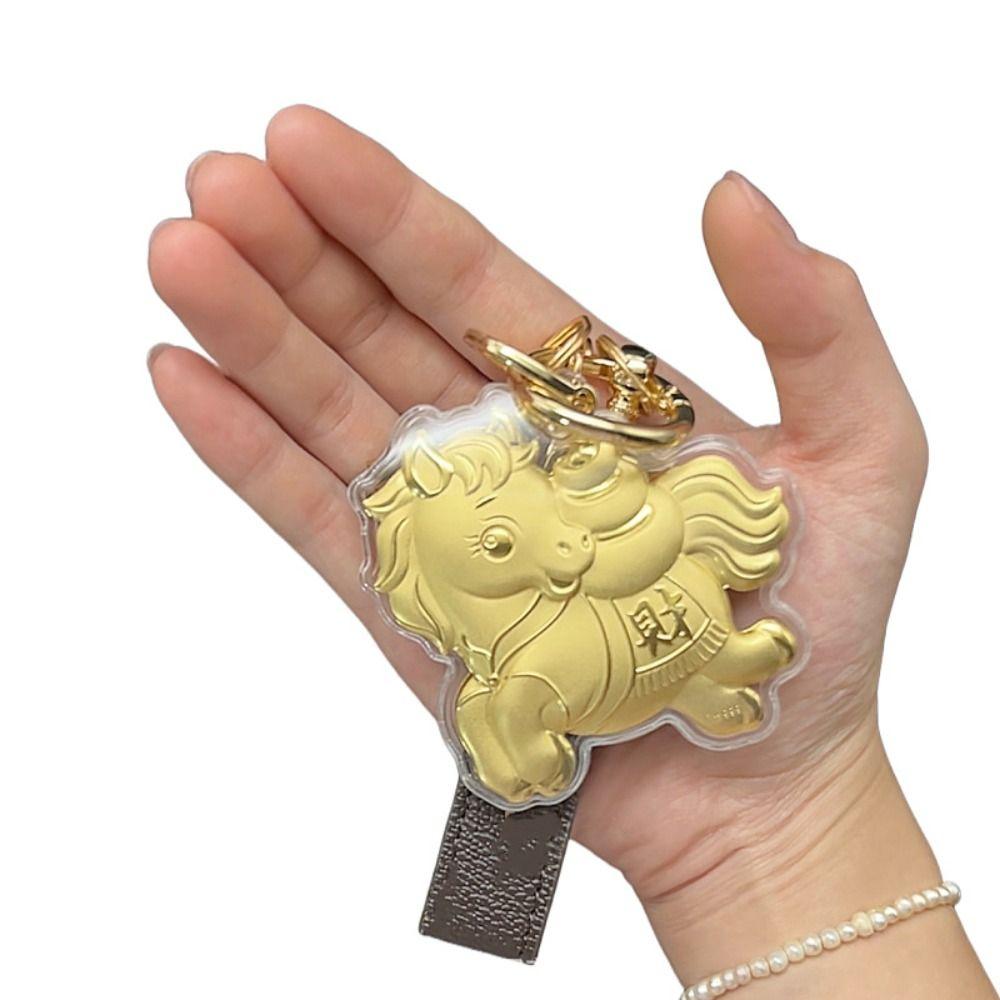 Imitation Gold Foil Zodiac Horse Pendant Lucky Horse Phone Chain Bag Pendant  Personal Accessory