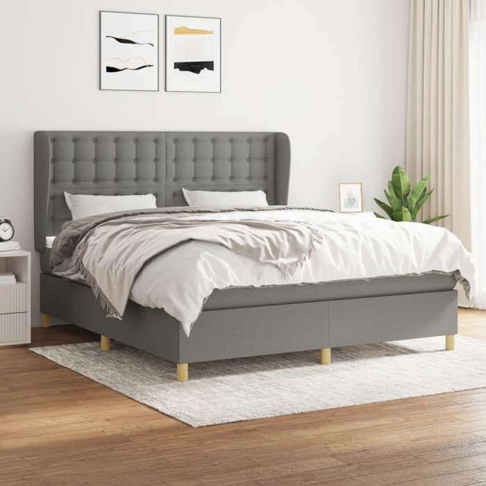 Sommier à lattes avec matelas - Maison Exclusive - 180x200cm - Tête de lit réglable - Gris foncé