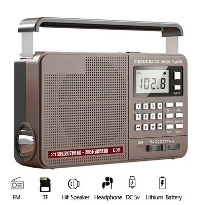 FM/AM/SW Vollbandradio Bluetooth Digitales Retro-Radio Hifi Tragbarer U-Disk USB/TF/MP3-Musik-Player Lautsprecher Bass LED-Taschenlampe