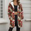 Women's Christmas Printed Fashionable Loose Zipper Fleece Hoodie Jacket
