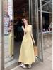 Gelbes Sommer 2025 Damen Ärmelloses Schlankheitsweste Langes Kleid - Schlicht, Lässig und Elegant.