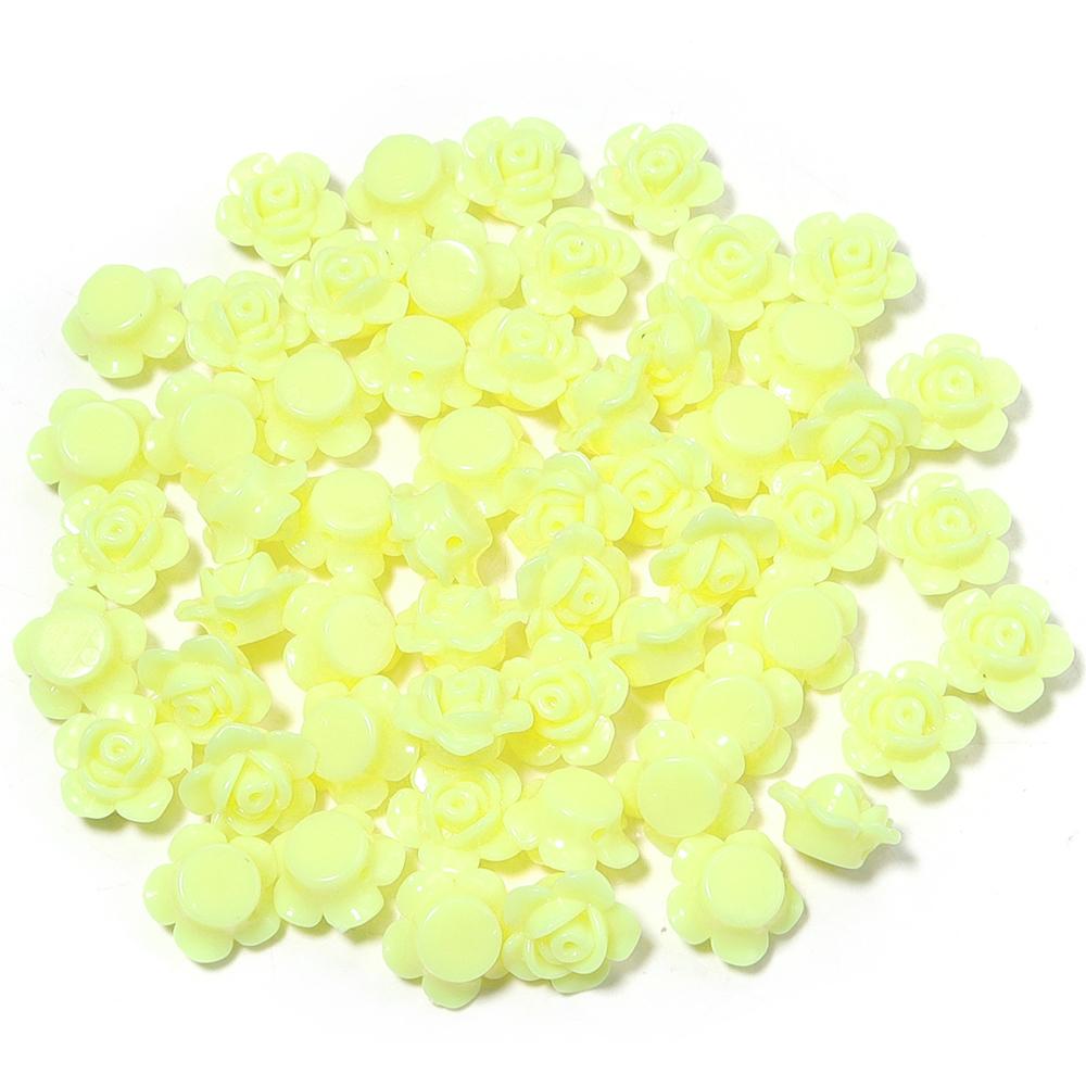 100pcs/lot Colorful Rose Flower Acrylic Beads Flat Back Loose Spacer Beads For Jewelry Making DIY Handmade Bracelet Accessories