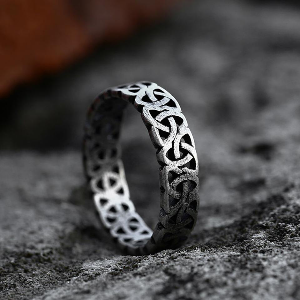 Simple Vintage Viking Celtic Knot Ring for Men Stainless Steel Nordic Valknut Rings Biker Amulet Jewelry Gifts Dropshipping