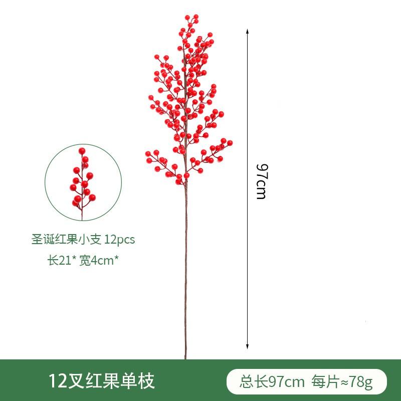 Artificial Red Berry Decorations Christmas Holiday Centerpieces Foam Winter Holly Branches With 3-16 Fork Clusters