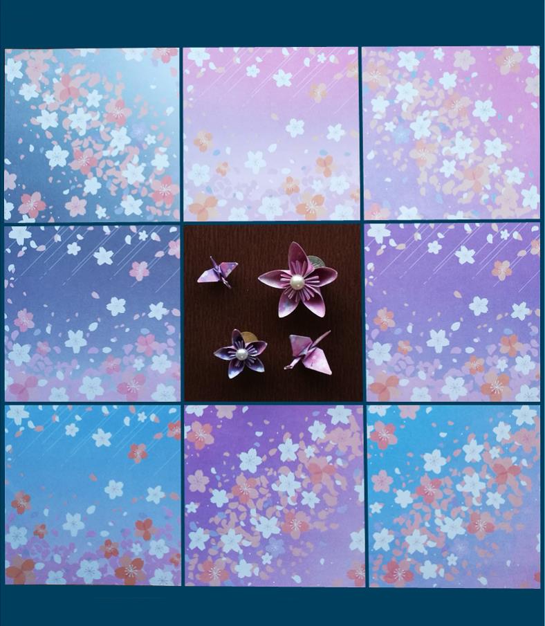 Premium Double Sided Japanese Folding Paper with Japanese Wind Flower Thousand Paper Crane Paper Cut Paper Printing Origami