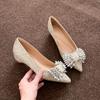 3386-5 New Autumn Stiletto Chunky Heel Pointed Toe French Bridal Shoes for Women