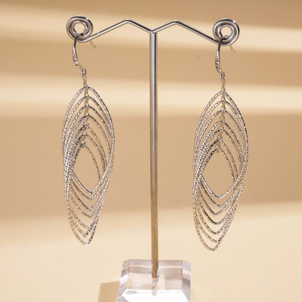 Exaggerated Long Tassel Dangle Earrings Oval Hollow Ear Hook Temperament Charm Ear Clip  Gift