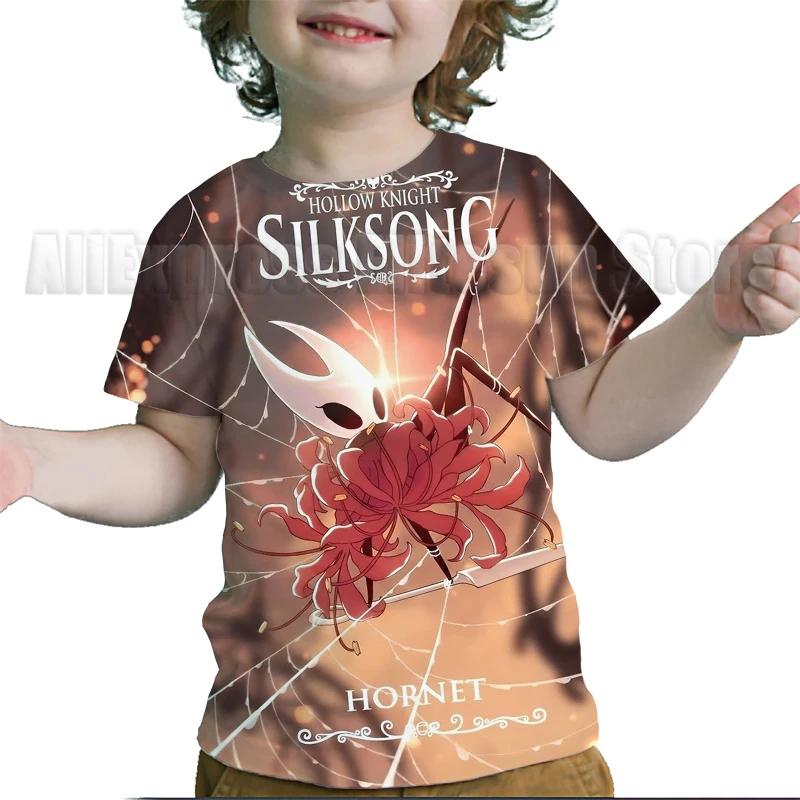 Kids Hollow Knight Silksong T-shirts Fridge Magnet Boys Girls T Shirts Child Cartoon Tshirt Camiseta Summer Toddler Tee Costume