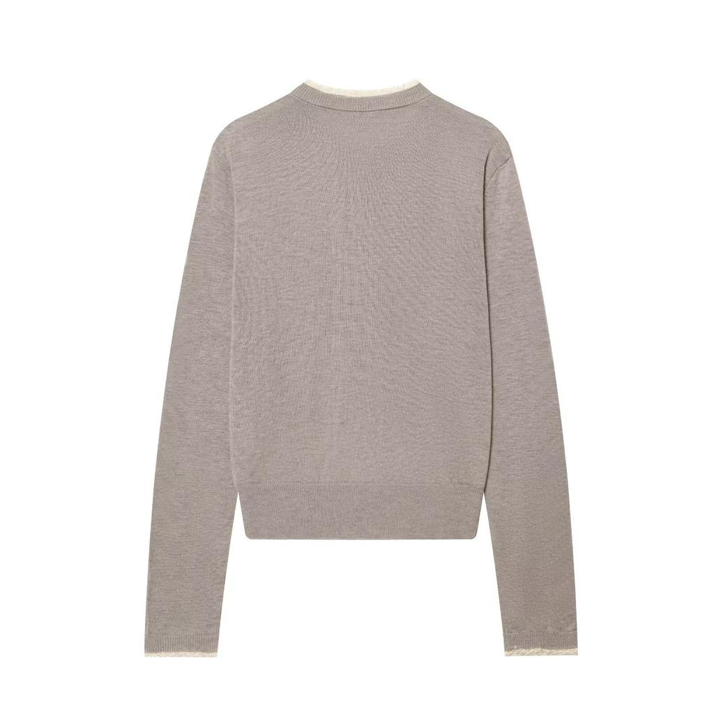 European and American Style, New Women's Clothing, Foreign Style, Fashionable Lace Trim Layer Knitted Jacket 3920760