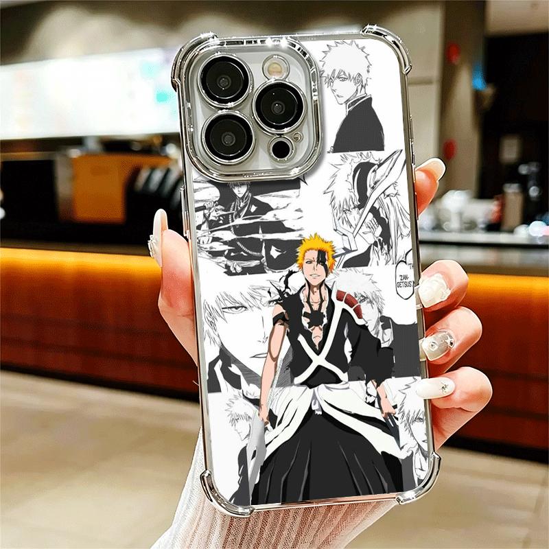 Bleach Anime Ichigo Kenpachi Plating Phone Case For Iphone 16 17 Pro Max Air 16E 14 15 Plus 12 13 Mini Anti-Fall Airabag Cover