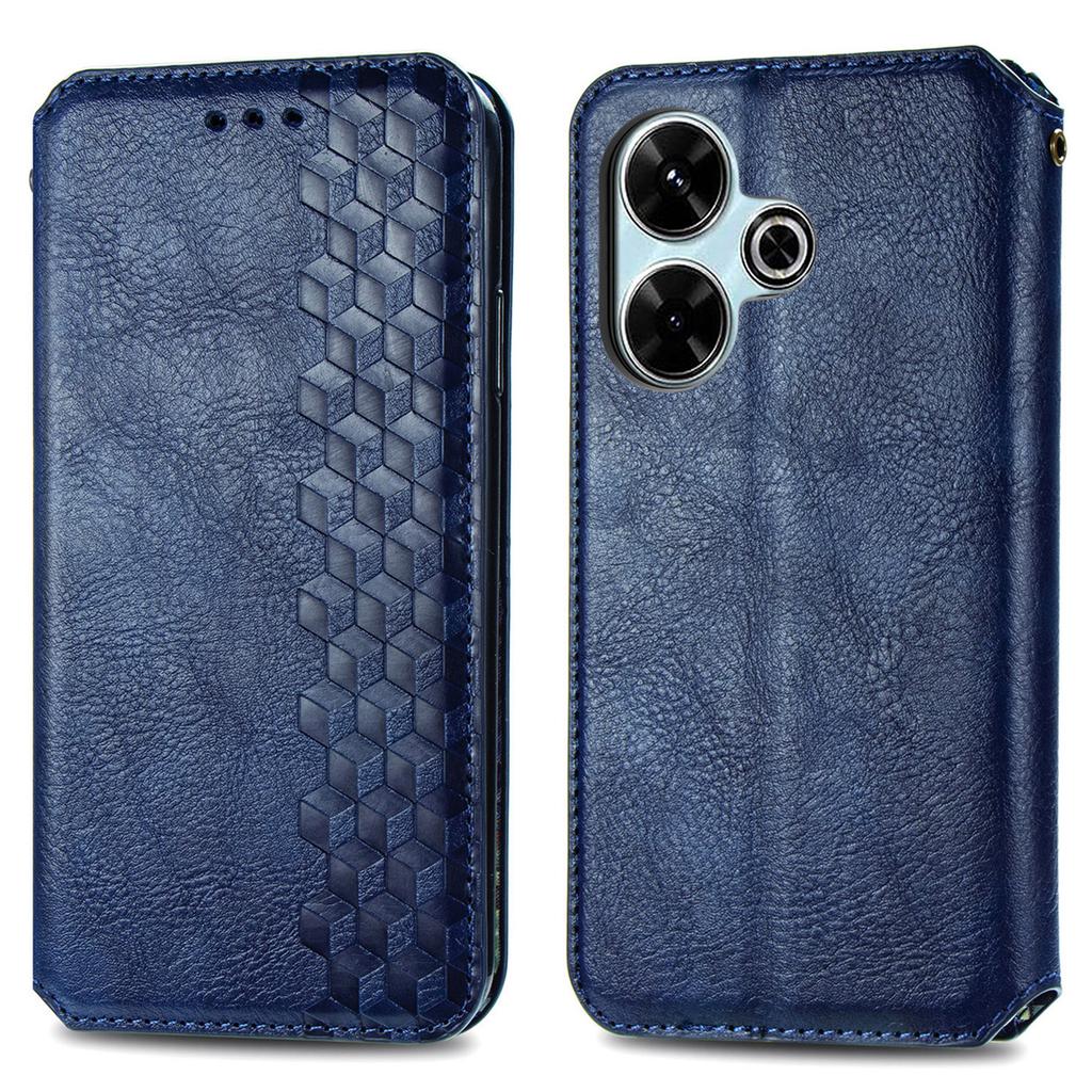 For Xiaomi Redmi 13 5G/13 4G PU Leather Case Rhombus Imprint Wallet Stand Phone Cover