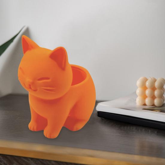 Cat Flower Pot Decorative Resin Animal Planter Home Office Desktop Bulldog Flower Pot for Succulents Plant Lovers Gift