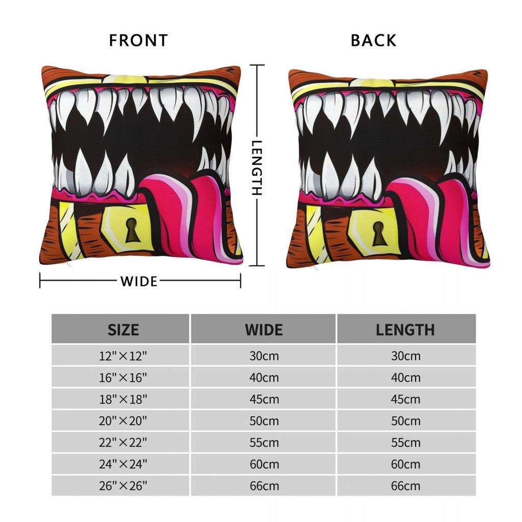 Mimic Chest Monster Loot Square Pillowcase Polyester Linen Velvet Creative Zip Decorative Home Cushion Case 45X45