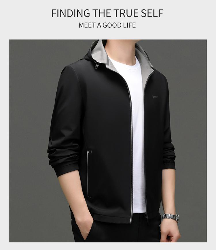 Pierre Cardin 2025 Pánská oboustranná ležérní bunda s kapucí - Podzimní móda pro muže středního věku