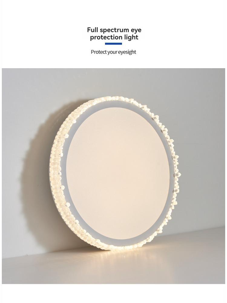 2024 New Dimmable French Cream Style Ceiling Light Nordic Luxury Living Room Bedroom Round Ceiling Lamp Glacier Art Decorative