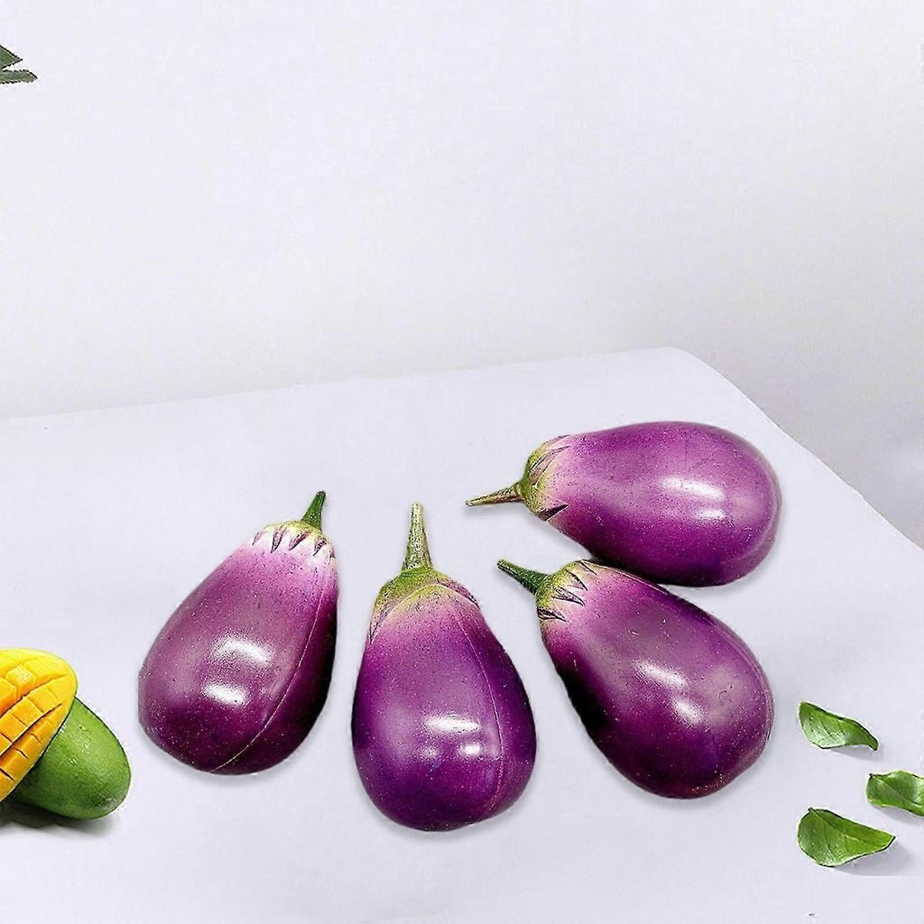 6 Stück künstliche Auberginen Simulation Plastik-Auberginen Realistisches Gemüse für Küchenpartys Dekorationen Foto-Requisiten